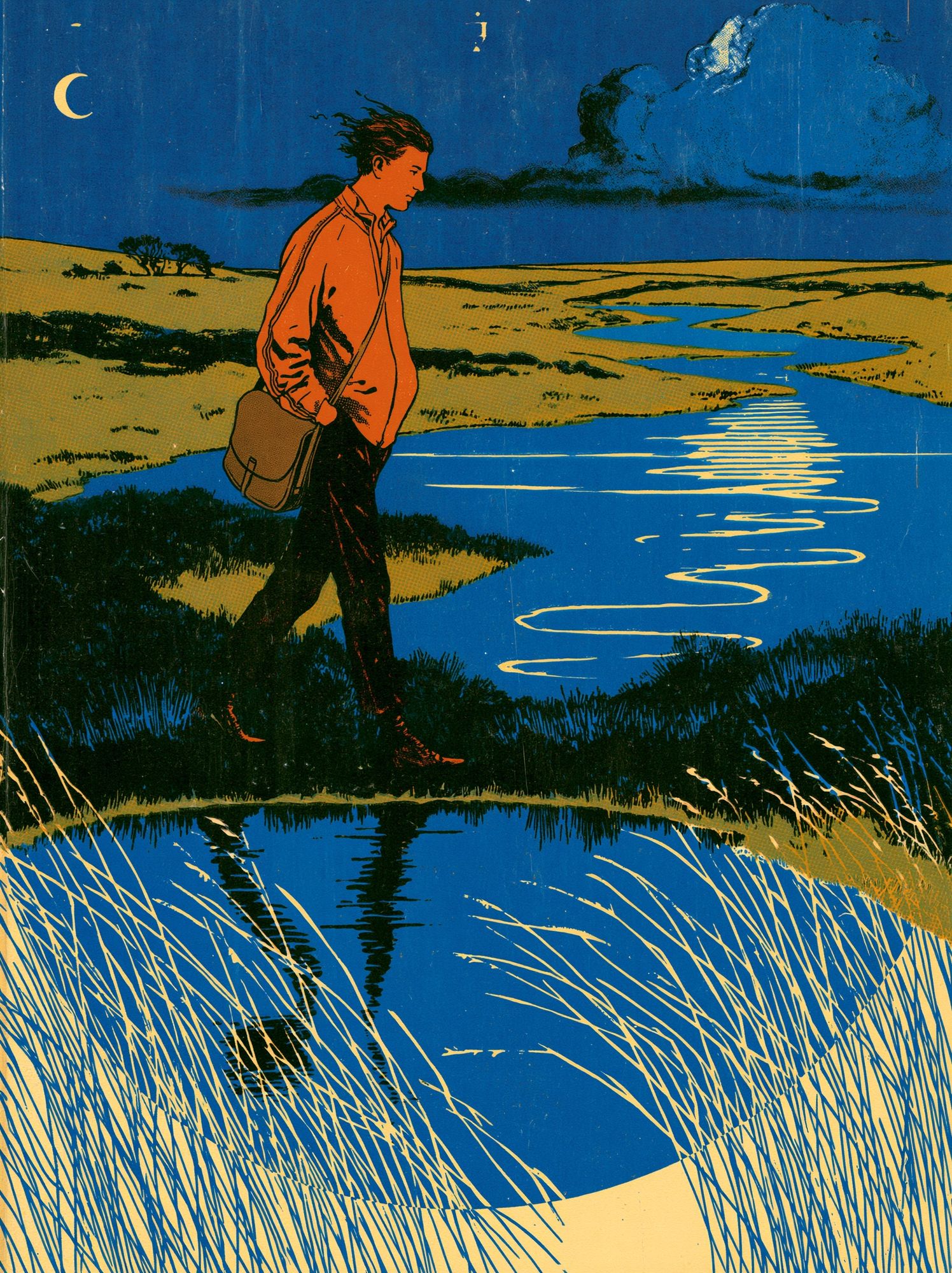 Solitary Walker Landscape Vintage Print. poster detail