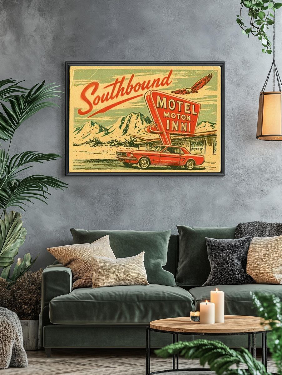 Southbound Motel Retro Travel Poster. — room view 4
