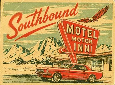 Southbound Motel Retro Travel Poster.