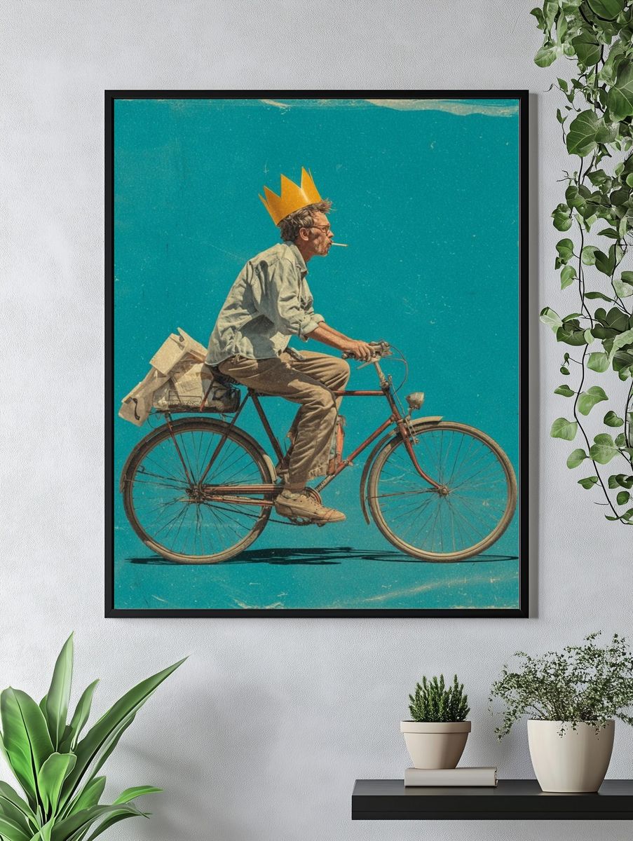 Crowned Cyclist Retro Print. — room view 4
