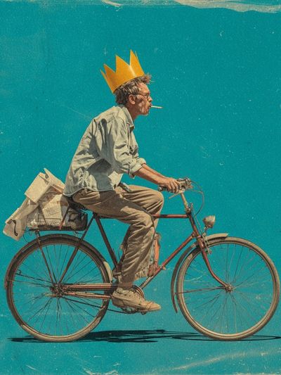 Crowned Cyclist Retro Print