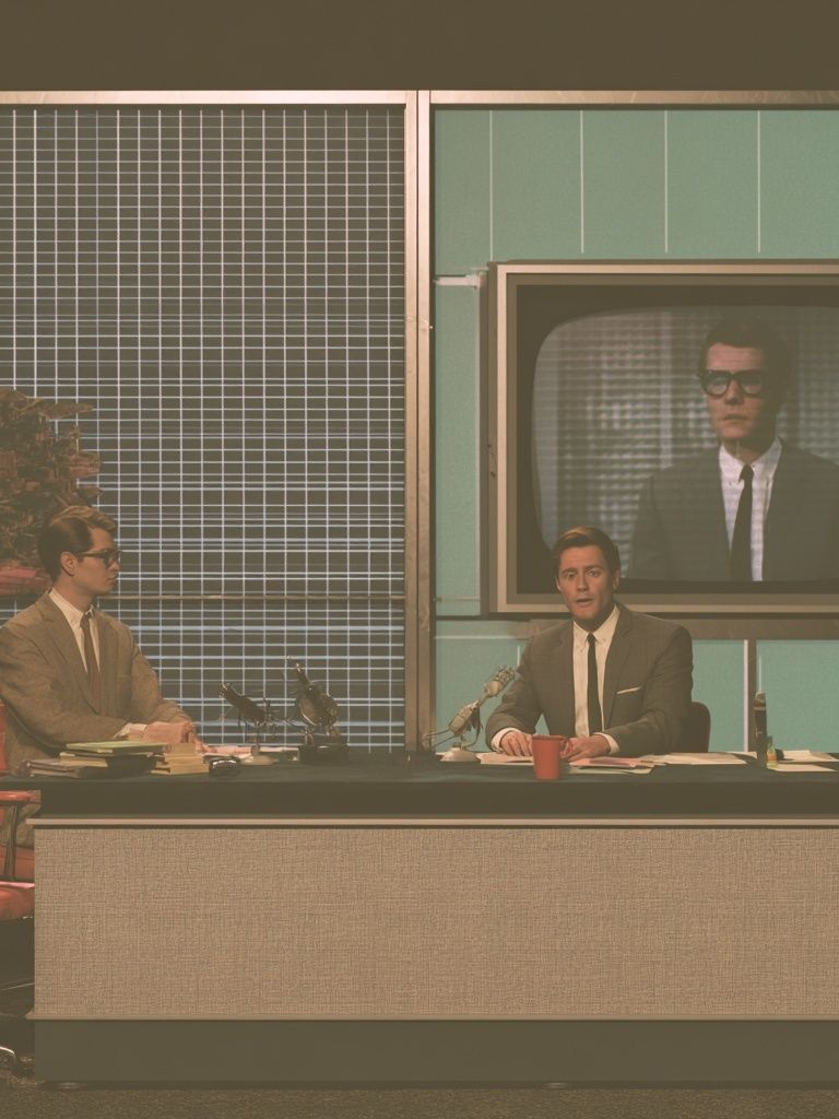 Retro TV Studio Scene Poster. poster — vintage art