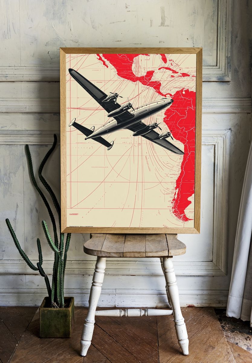 Vintage Airplane Route Map Poster. room preview