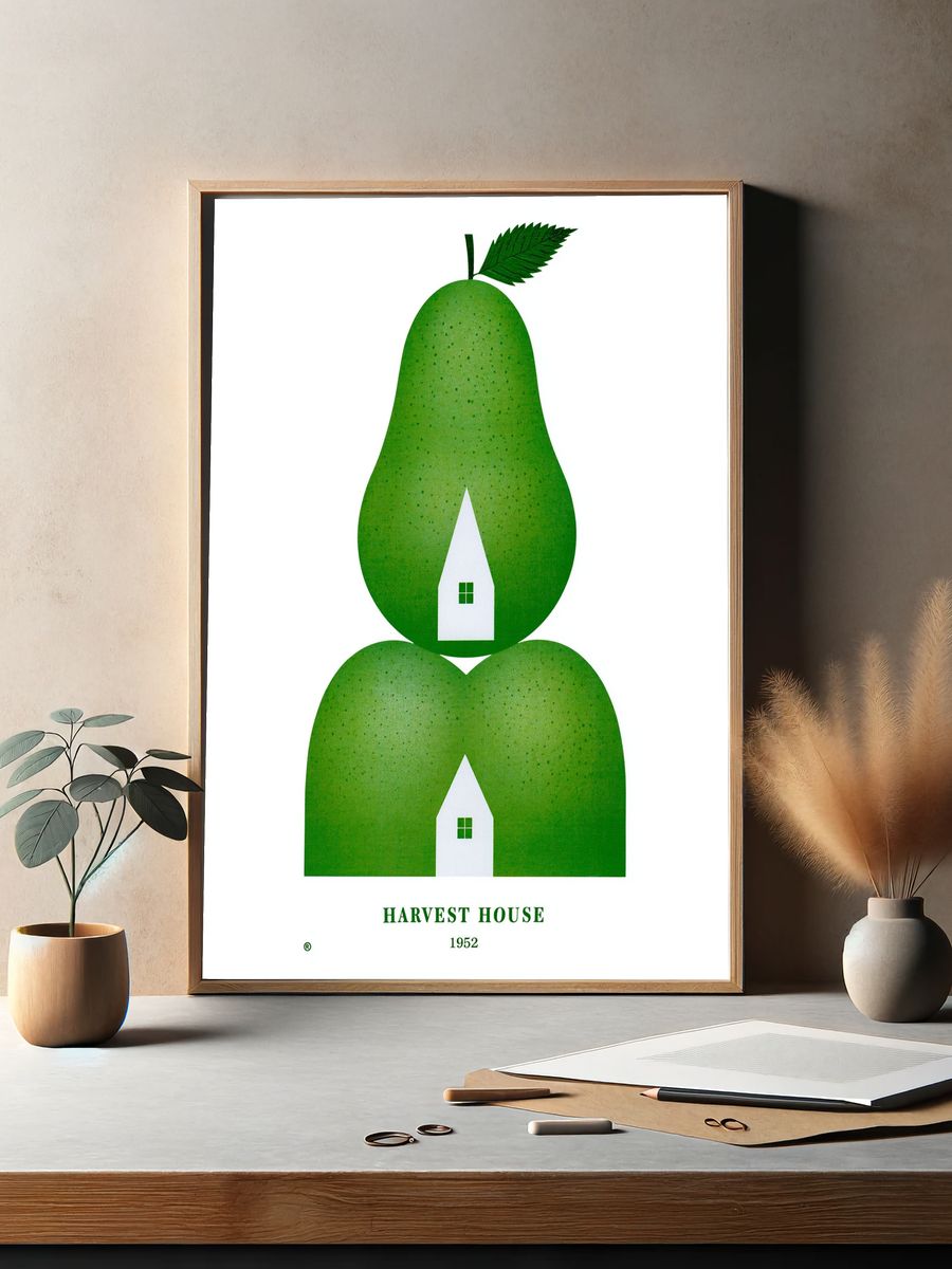 Harvest House Pear Poster. — room view 2
