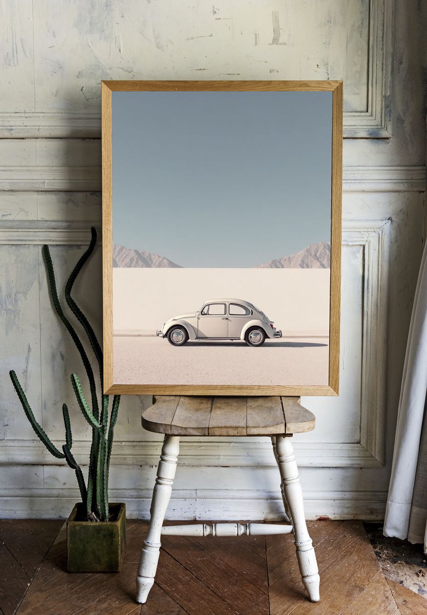 Vintage Beetle Desert Drive Poster. — room view 1