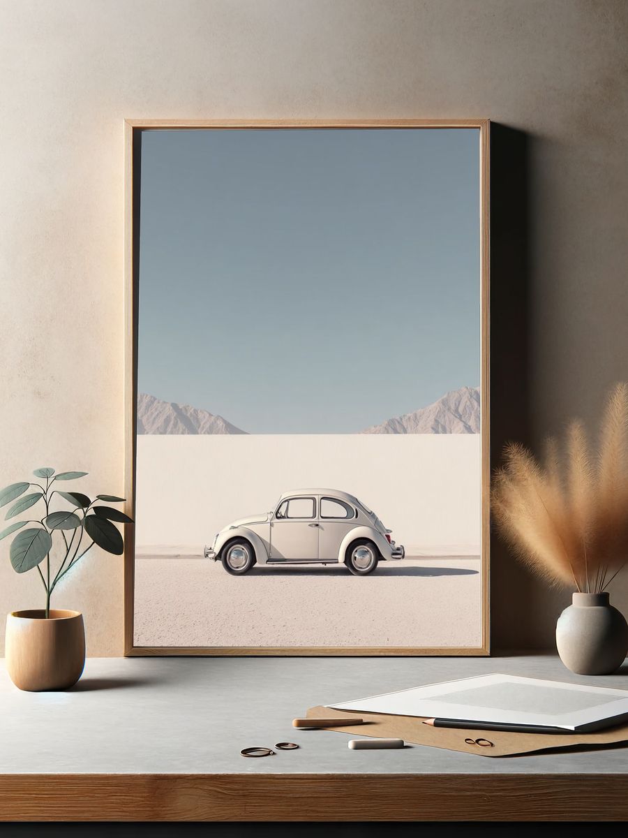 Vintage Beetle Desert Drive Poster. — room view 2
