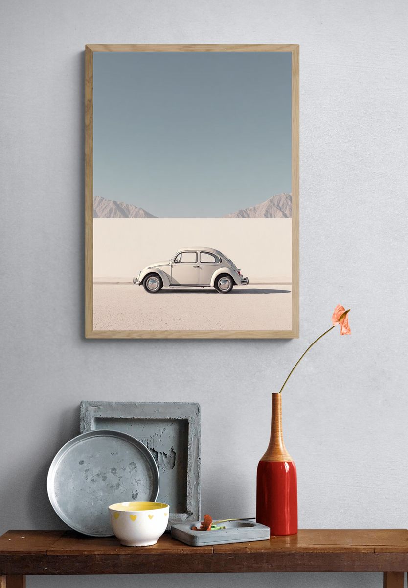 Vintage Beetle Desert Drive Poster. — room view 3