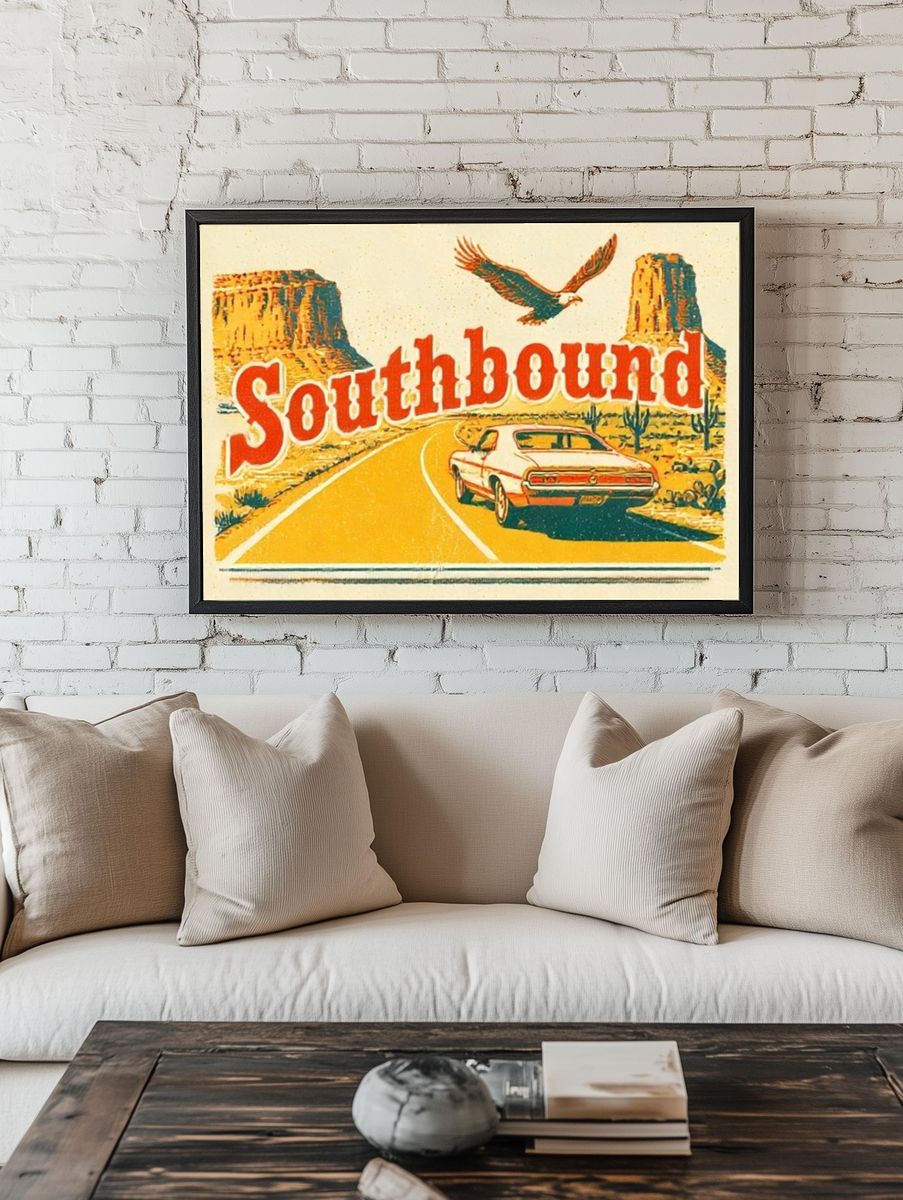Southbound Retro Travel Poster. room preview