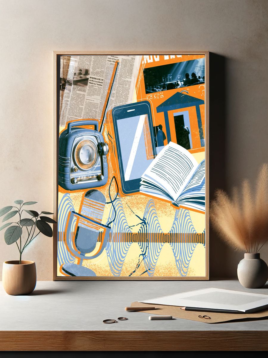 Retro Media Collage Poster. — room view 2