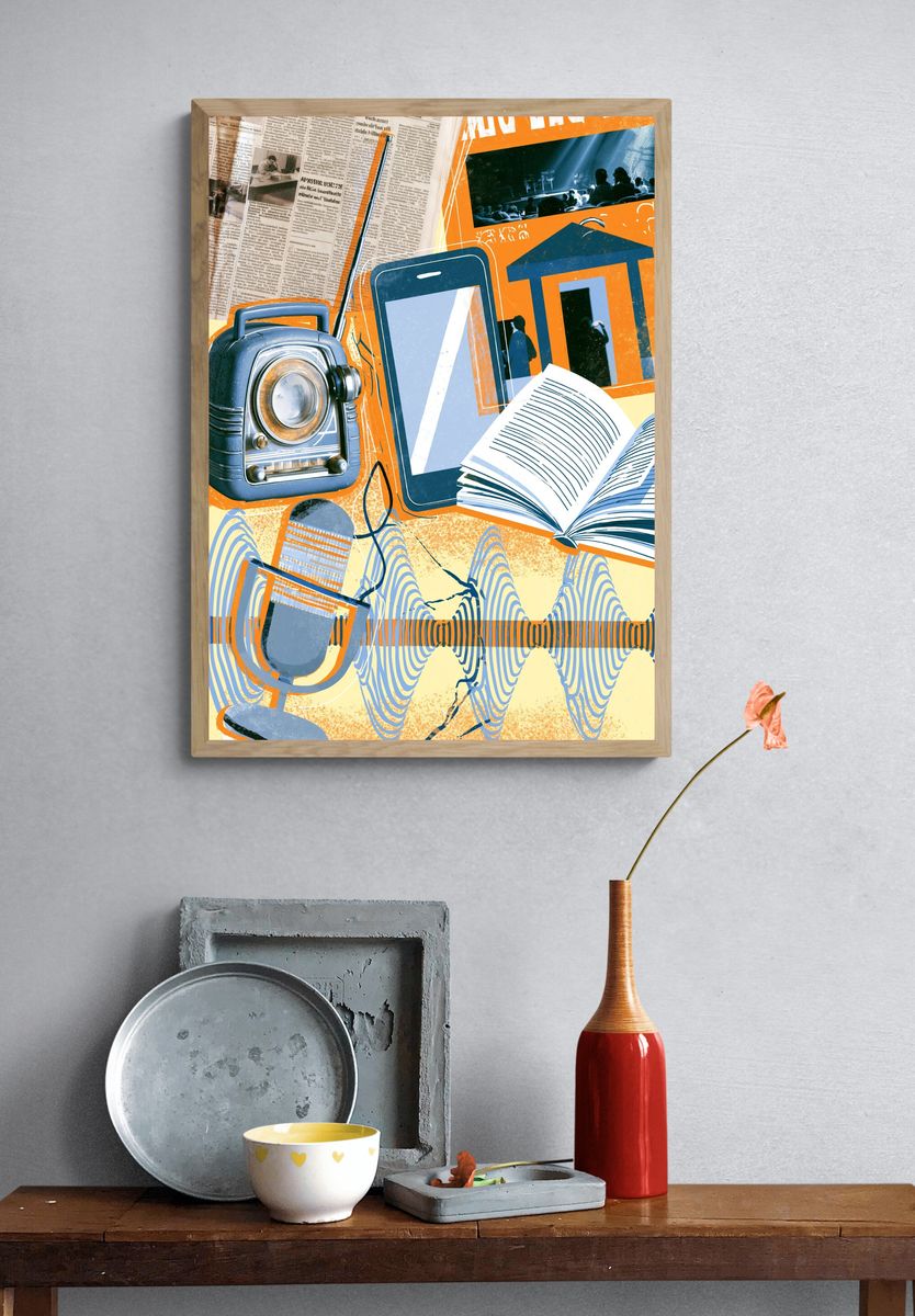 Retro Media Collage Poster. — room view 3