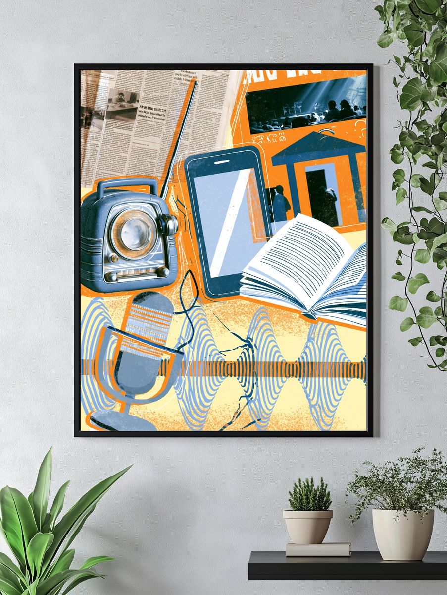 Retro Media Collage Poster. — room view 4