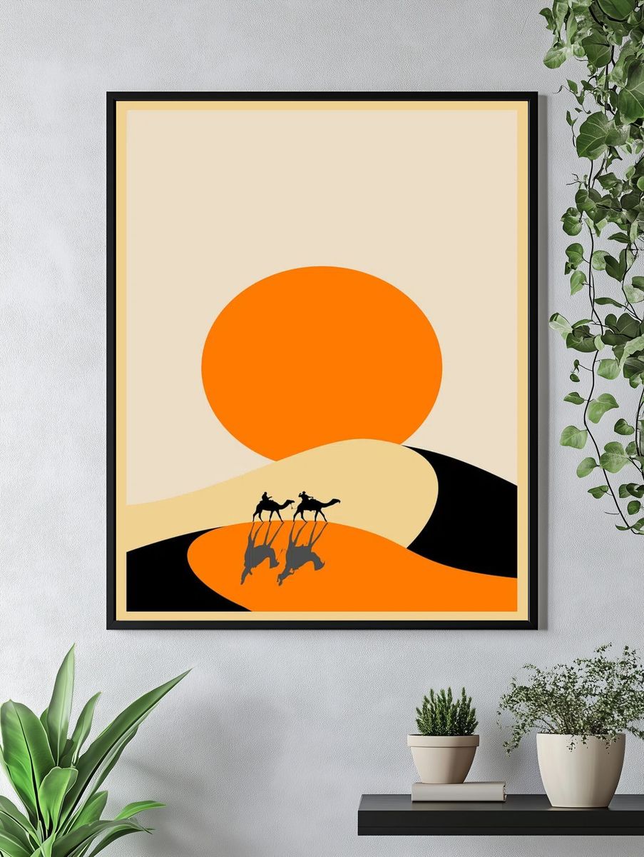 Camel desert background, travel illustration. — room view 4