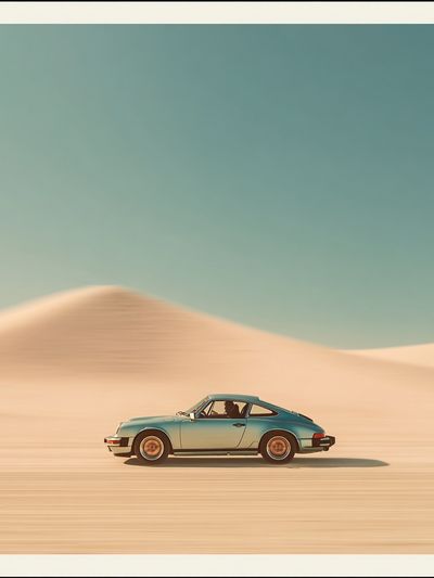 Desert Porsche 911 Retro Print