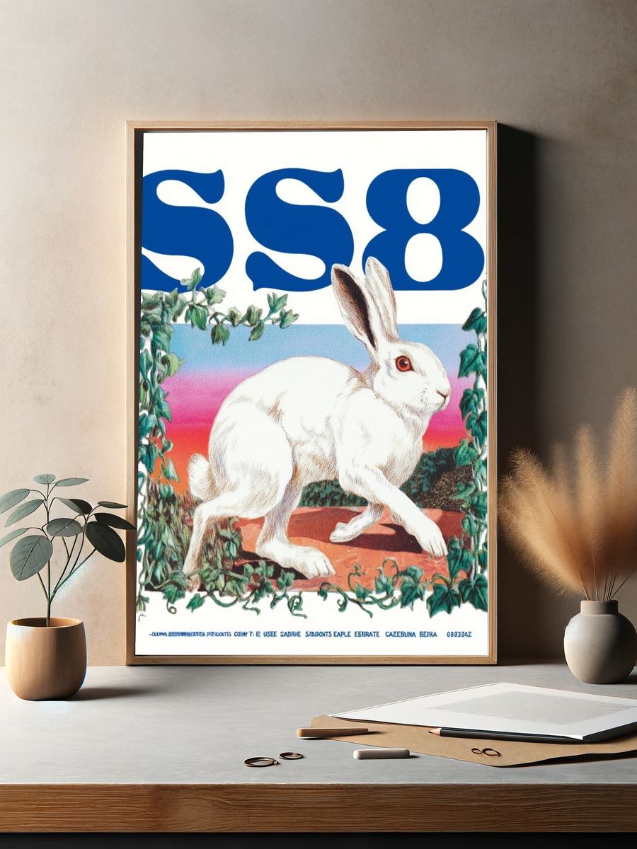 White Rabbit Retro Poster. — room view 2