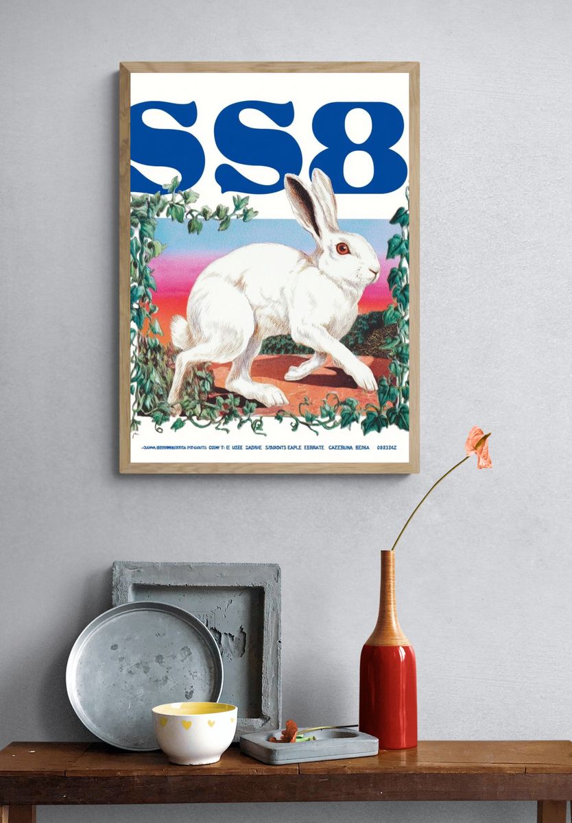 White Rabbit Retro Poster. — room view 3