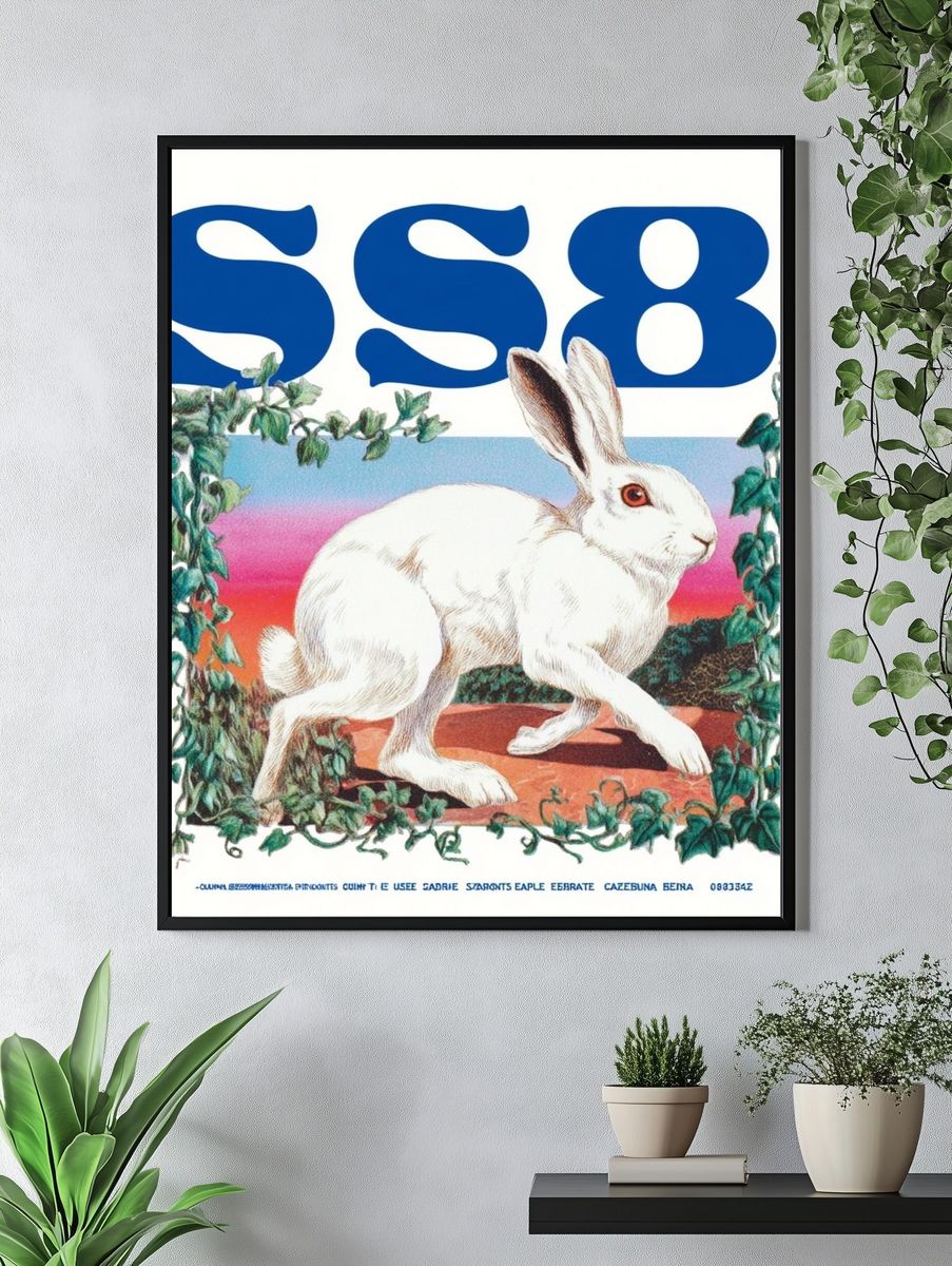 White Rabbit Retro Poster. — room view 4