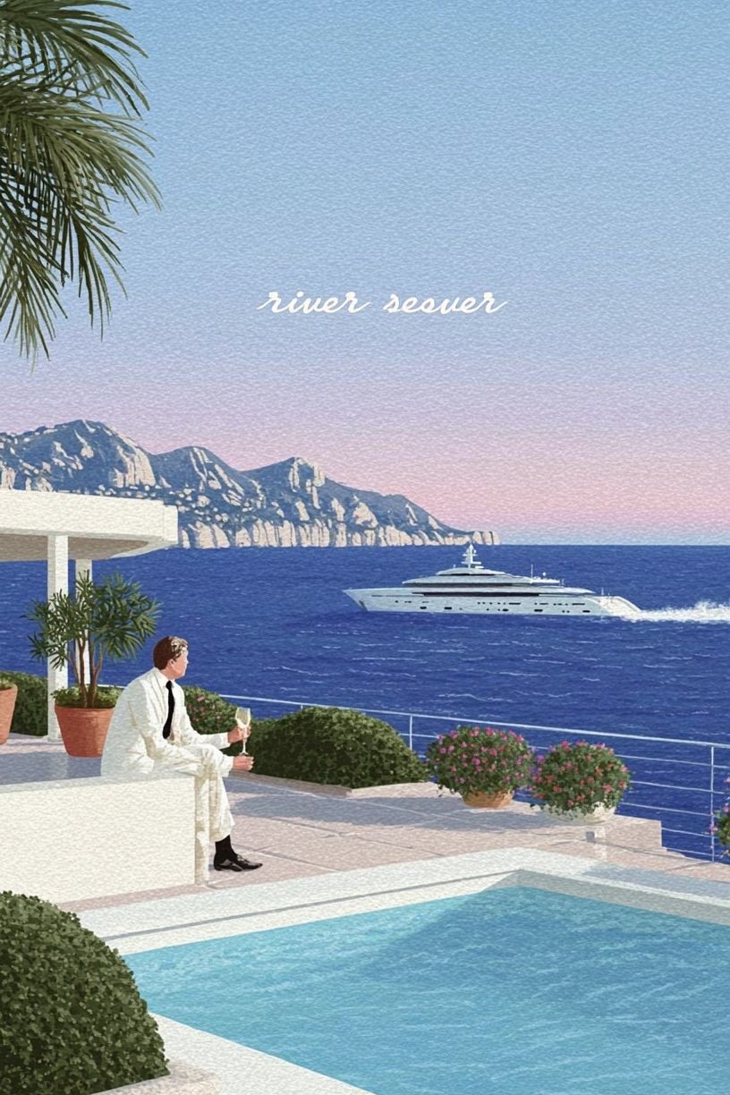 Riviera Seaside Terrace Print. poster detail