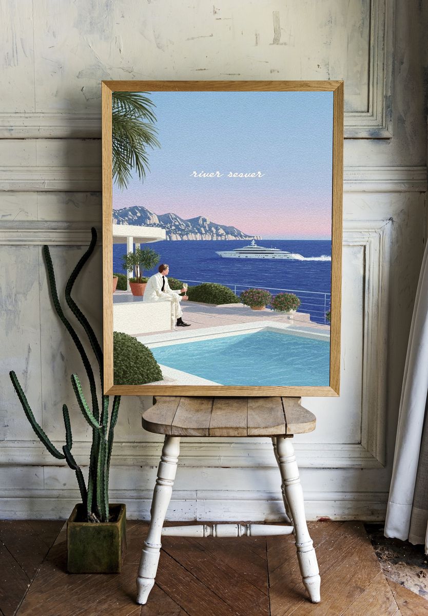 Riviera Seaside Terrace Print. — room view 1