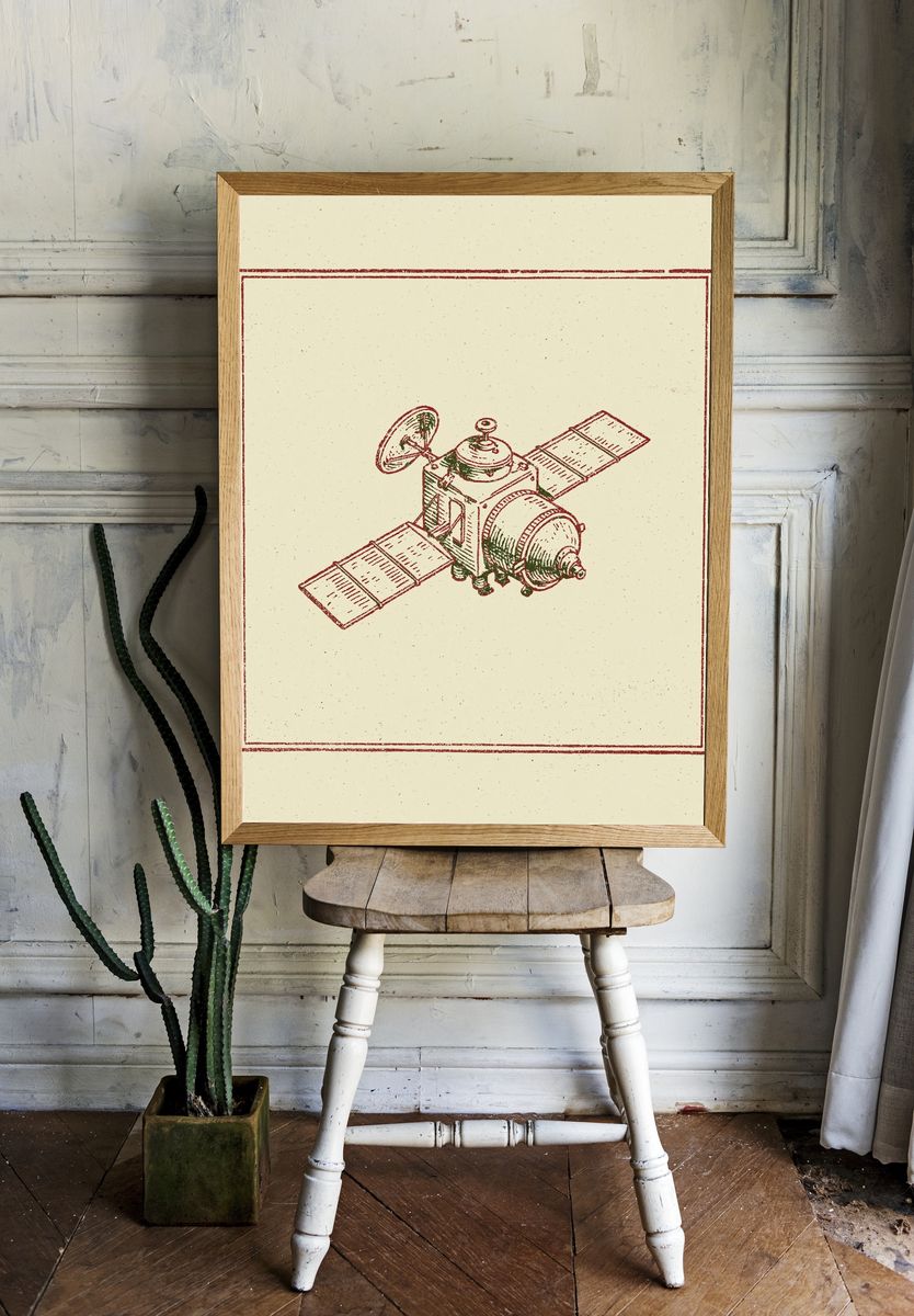 Vintage Satellite Sketch Poster. room preview