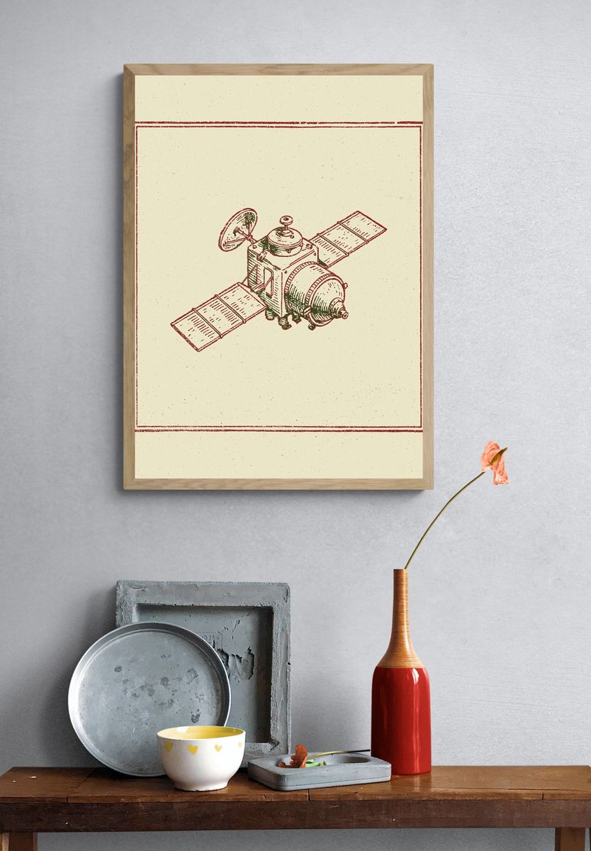 Vintage Satellite Sketch Poster. — room view 3