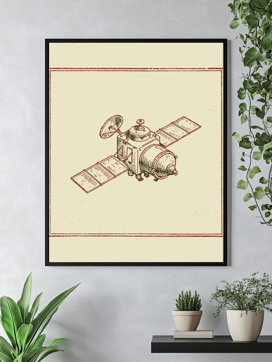 Vintage Satellite Sketch Poster. — room view 4