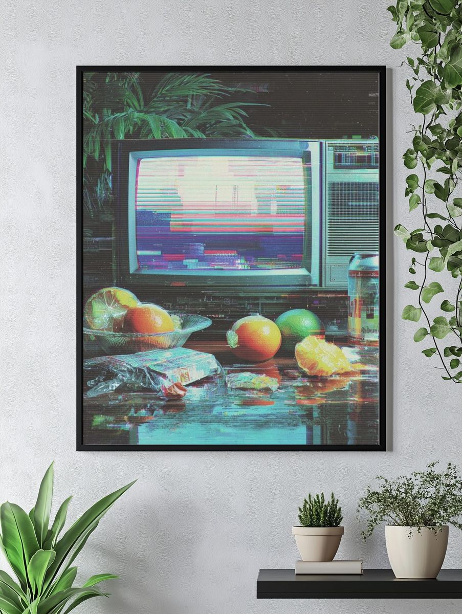 Vaporwave TV Still Life Poster. — room view 4