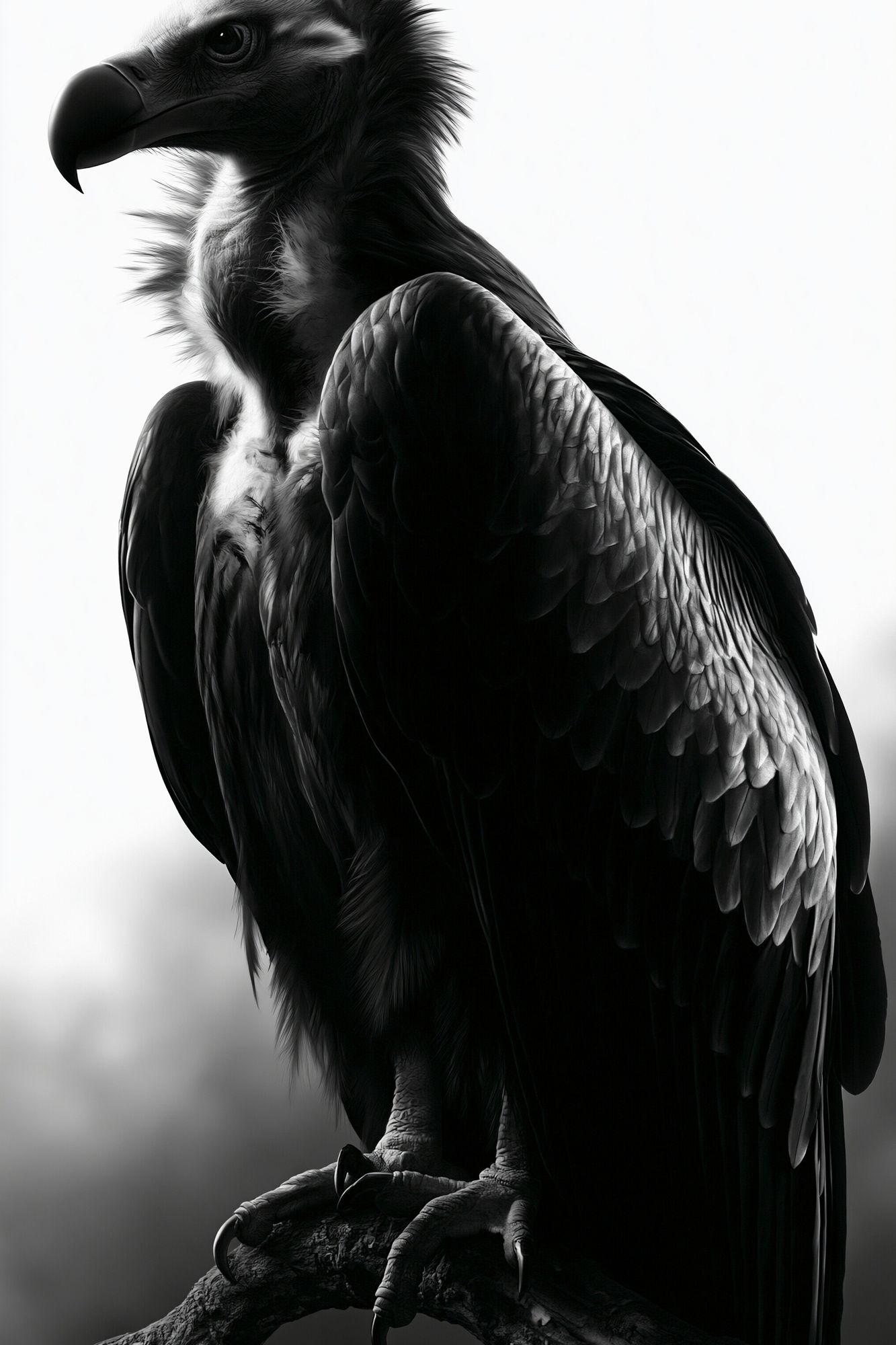 Vulture Portrait Black-White Print. poster detail