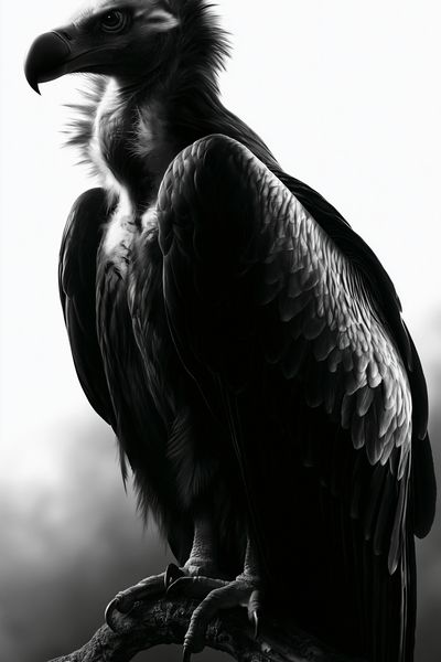 Vulture Portrait Black-White Print. poster