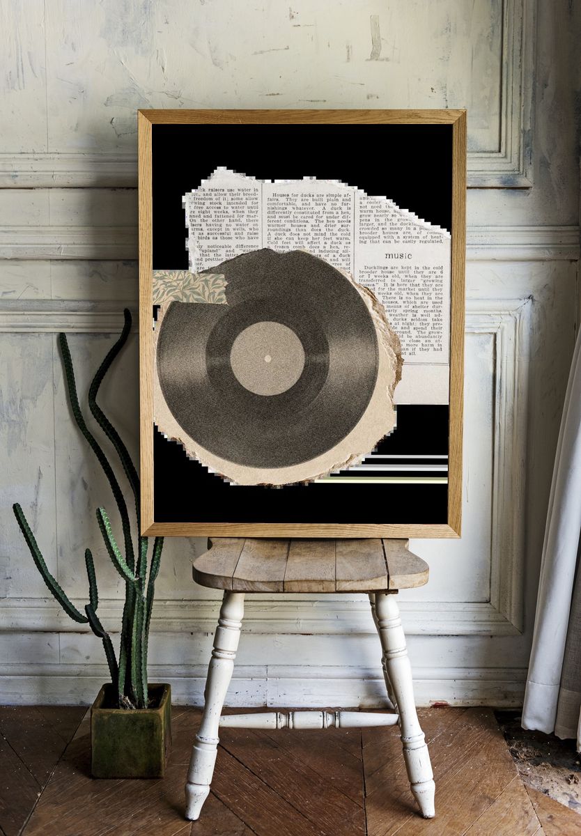 Vintage Vinyl Record Collage Poster room preview