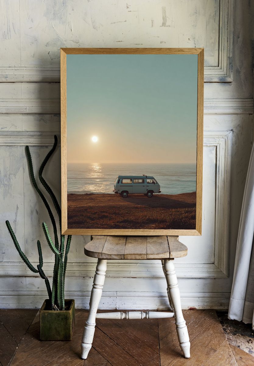 Vintage Van at Sunset — Photography Print. — room view 1
