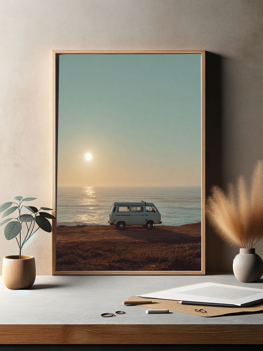 Vintage Van at Sunset — Photography Print. — room view 2