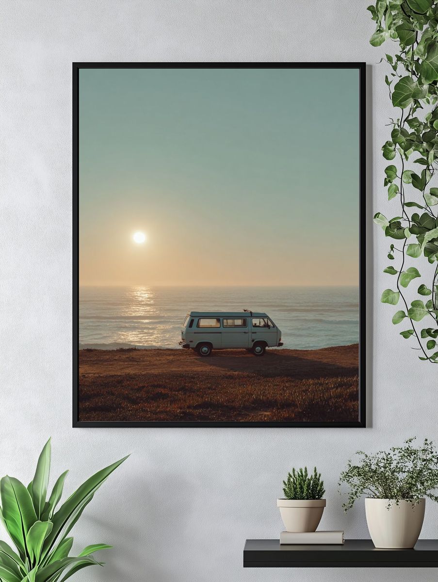 Vintage Van at Sunset — Photography Print. — room view 4