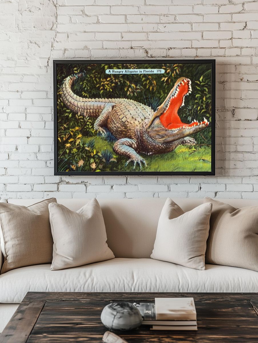 A Hungry Alligator in Florida — Vintage Print. — room view 1