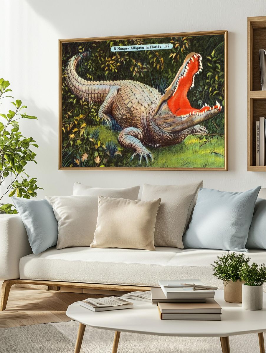 A Hungry Alligator in Florida — Vintage Print. — room view 2