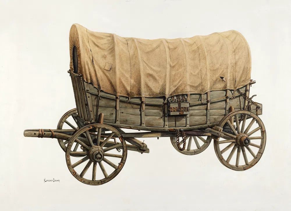 Vintage Covered Wagon — Fine Art Print. poster detail