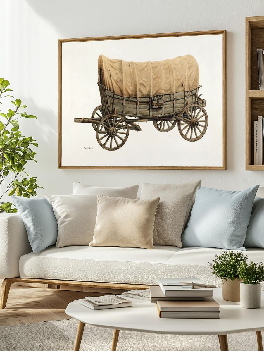 Vintage Covered Wagon — Fine Art Print. — room view 2