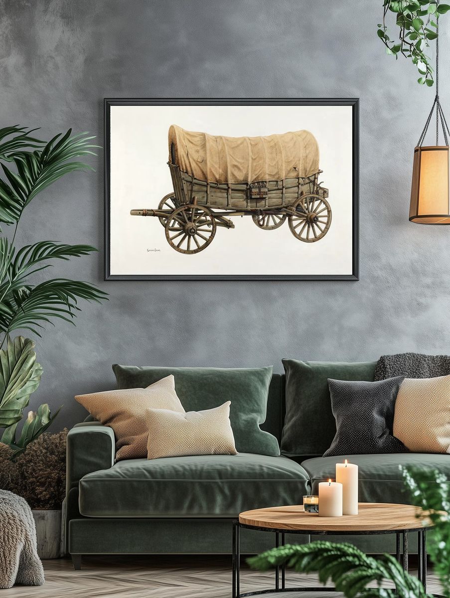 Vintage Covered Wagon — Fine Art Print. — room view 4