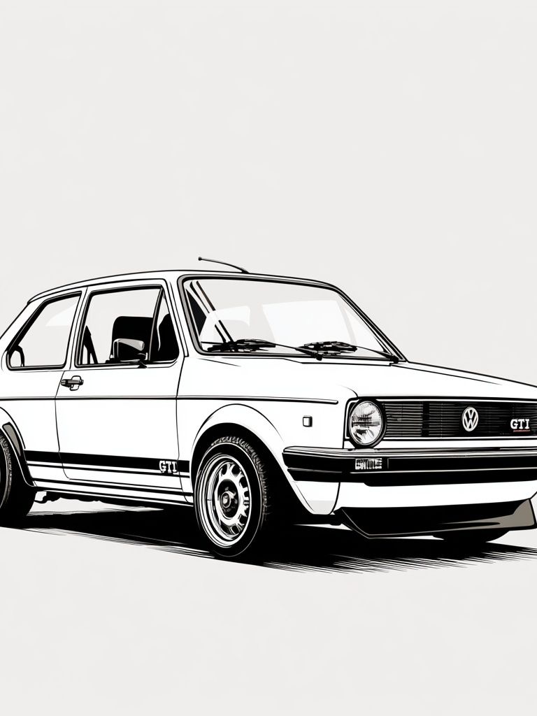 VW Golf GTI Line Art Poster. poster — illustration art