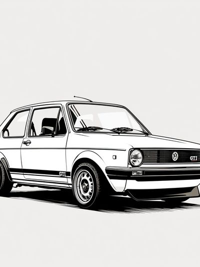 VW Golf GTI Line Art Poster. poster
