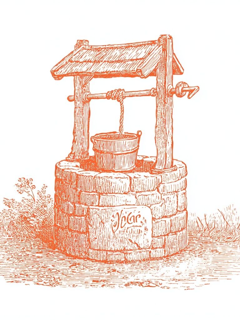 Vintage Well Illustration Poster. poster — vintage art