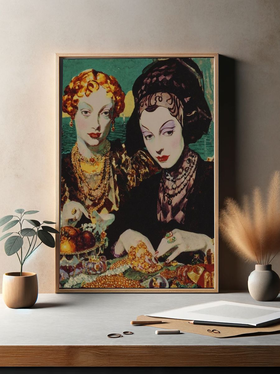 Elegant Women with Jewelry — Vintage Print. — room view 2