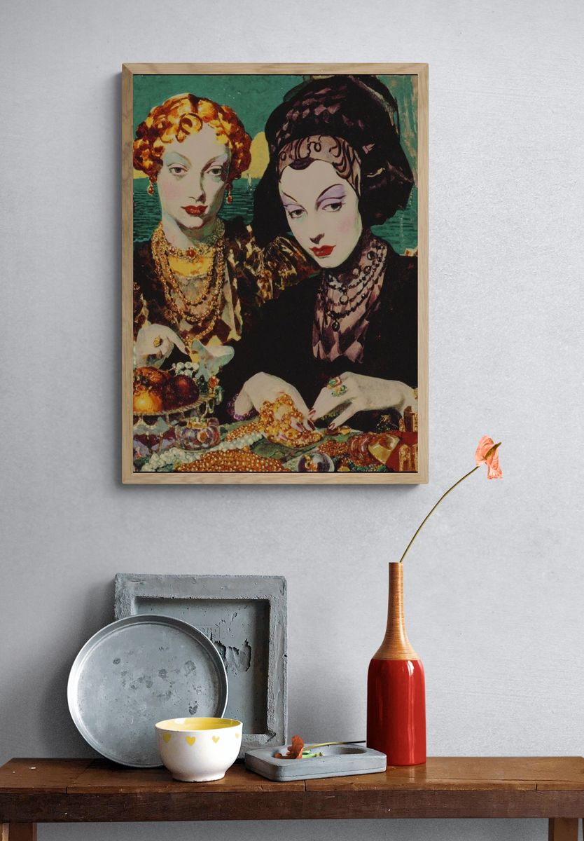 Elegant Women with Jewelry — Vintage Print. — room view 3