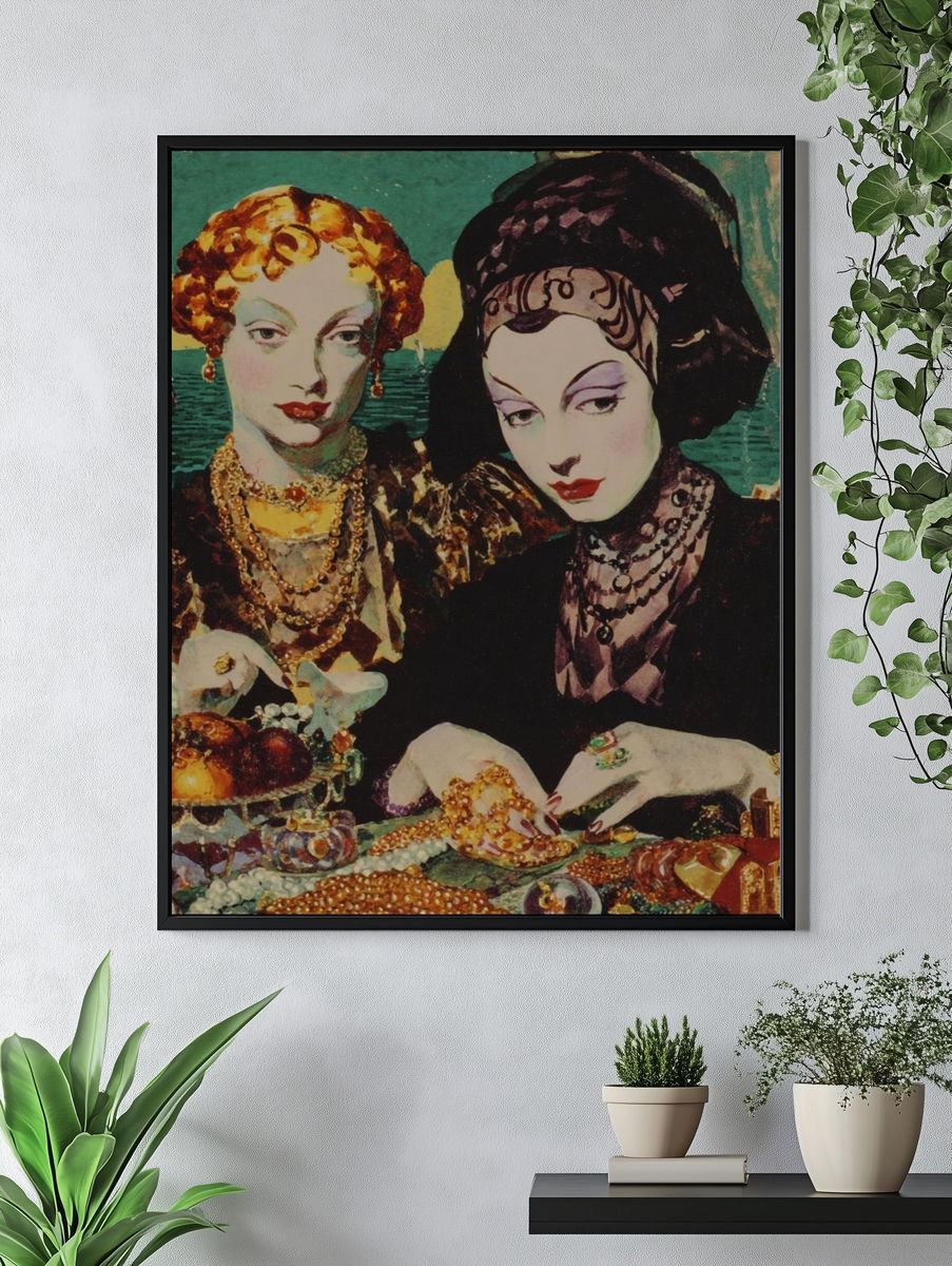 Elegant Women with Jewelry — Vintage Print. — room view 4