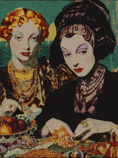 Elegant Women with Jewelry — Vintage Print.