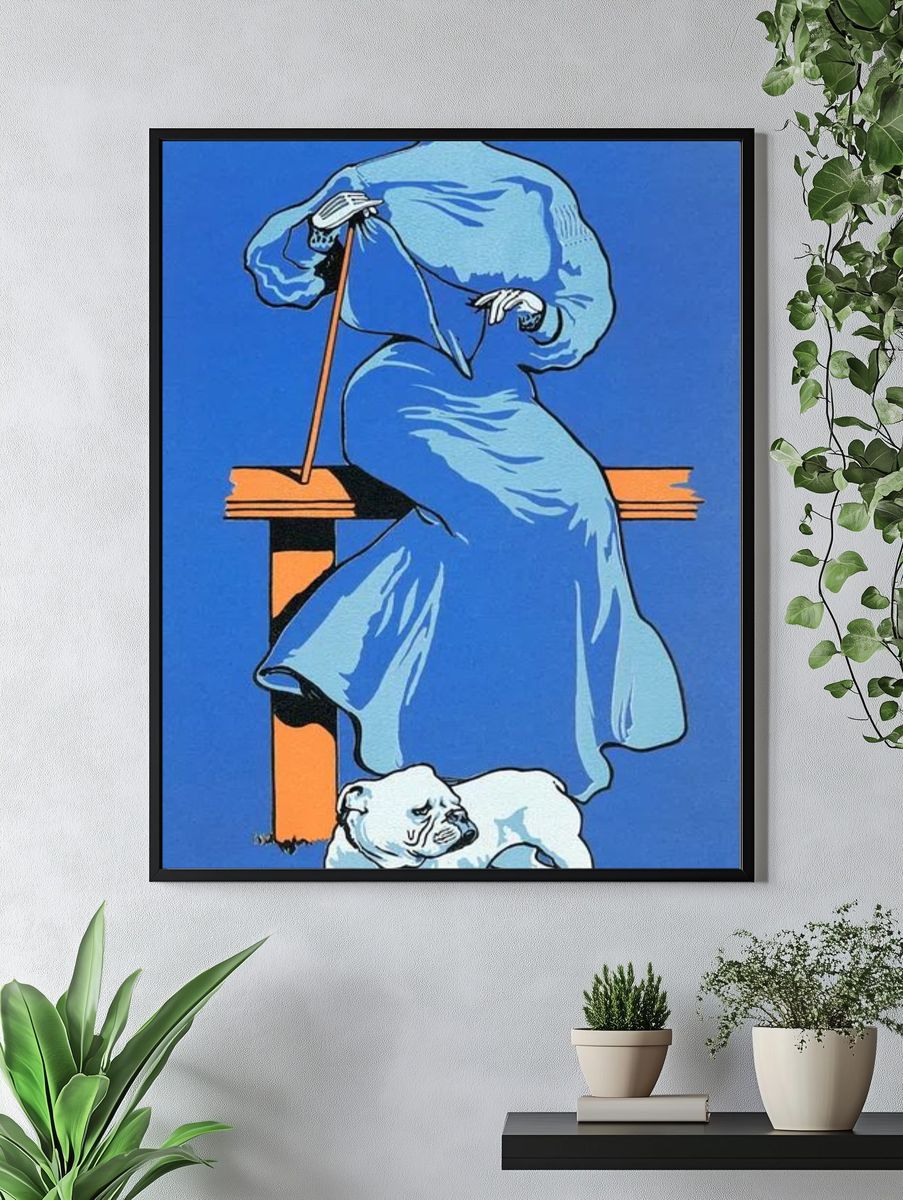Elegant Woman with Bulldog — Vintage Print. — room view 4