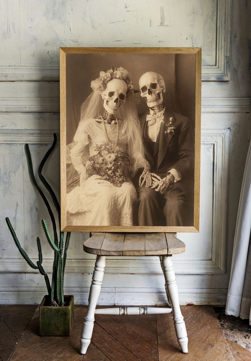 Skeleton Wedding Portrait — Vintage Print room preview
