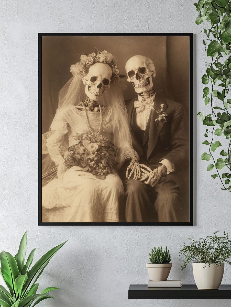 Skeleton Wedding Portrait — Vintage Print. — room view 4