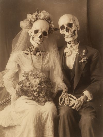 Skeleton Wedding Portrait — Vintage Print