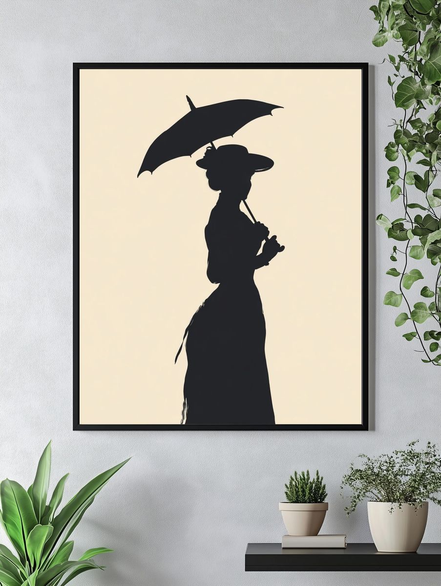 Elegant Woman Silhouette — Vintage Print. — room view 4