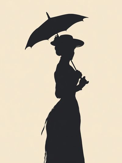 Elegant Woman Silhouette — Vintage Print